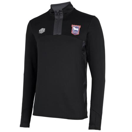 Ipswich Town Fc Mens 22/23 Umbro Quarter Zip Top L Black/carbon