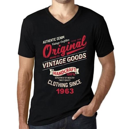 T-shirt med v-ringad herr Original vintagekläder sedan 1963 – Original vintagekläder sedan 1963 – 60 år 60:e present-T-shirt