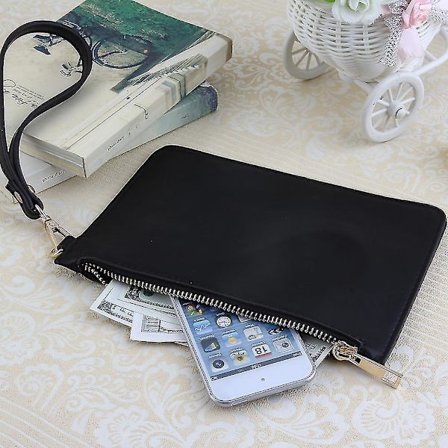 Retro Dam Handväska Clutch Plånbok Väska Med Handledsrem I Konstläder