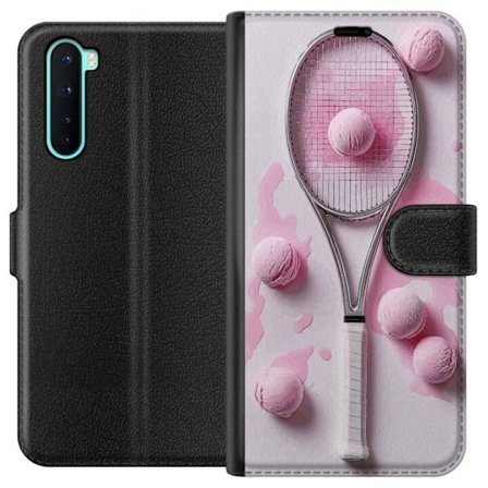 Kompatibelt Lommeboketui til OnePlus OnePlus Nord Rosa glasskuler og tennisracket i et kreativt, stille bilde med leken popfølelse og moderne design