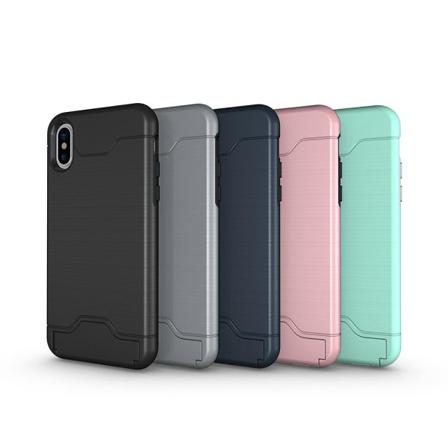Iphone Xs Max - Armor Skal - Korthållare - Fler Färger Turkos
