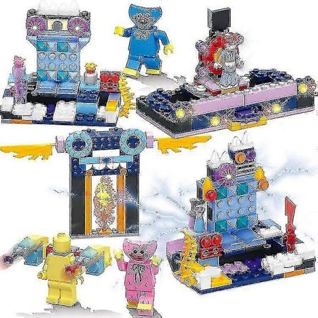 4 i 1 Sæt Poppy Play Time Minifigurer Legetøj Huggy Wuggy Byggeklodser