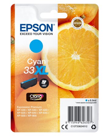 Epson 33XL - XL - cyan - original - blekkpatron