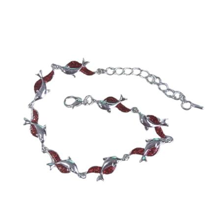 Delfiini-rannekoru, muodikkaasti seostettu, söpö eläin, delfiini, mansettirangaistus, säädettävä naisille ja tytöille [GGL] Red