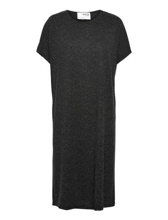 Slfivy Ss Bat Sleeve Knee Dress M Curve Black Seleted Femme Curve
