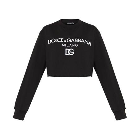 Dolce & Gabbana Cropped sweatshirt with logo Sort, Dame Sweatshirts