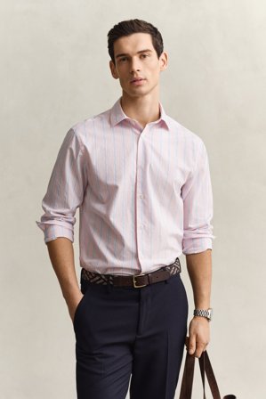 GANT Herren Regular Fit Hemd mit Dobby-Streifen (L) Rosa