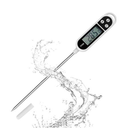 Køkkentermometer med LCD-display, digitalt termometer med lang sonde, høj nøjagtighed, hurtig aflæsning af madlavningstermometer til grill, olie, kød,