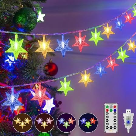 Jouluvalot ulkokäyttöön, vedenpitävät, 2 tilaa, 6,5 m, 30 LED-tähtivalosarja