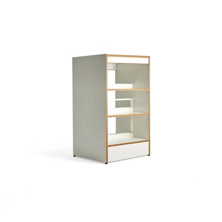 Bogreol STORY, grundsektion, dobbelsidet, 725x585x1280 mm, 3 hylder, hvid