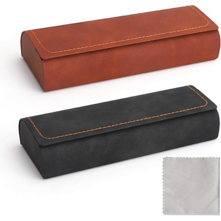 Brilleetui i to dele, hård skal, læder.