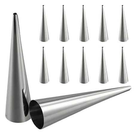 Cremehornforme 12 stk. Stor størrelse bageforme i rustfrit stål til rullehorn, koniske danske kager