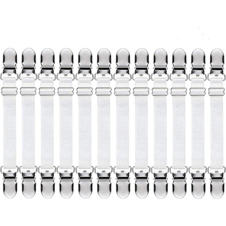 12 Stk. Lagner Clips Stropper Lagenhjørne Stropper Holder Madras Clips, Justerbare Elastiske Lagen Griber Stropper Seler Fastgørelsesholder (m