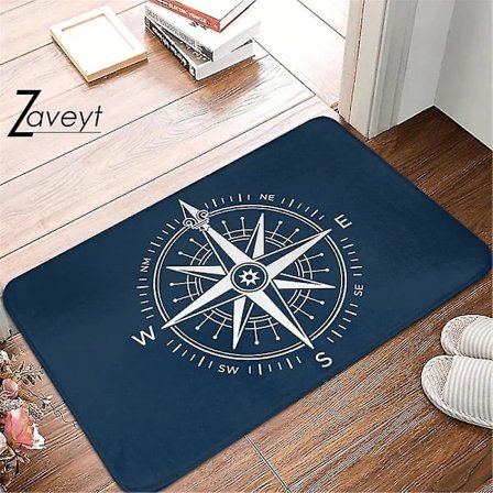 Mørkeblå Nautisk Serie Hjem Bad og Kjøkken Gulvmatter Anker Bad Matter Kompass Dørmatter Bad Teppe Gulvmatte