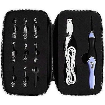 9-in-1 LED virkkuukoukku setti 9 vaihdettavalla päällä neulepuikkoihin ja ompelutarvikkeisiin (violetti) XXF