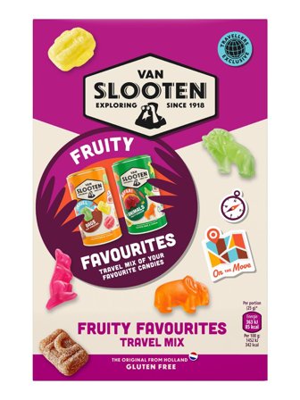 Van Slooten fruity and sour winegums in a box 0.9kg