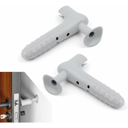 Turvallinen ovenkahva Harmaa ovenkahva imukupilla Antistaattinen ovenkahvan suojus Kotiin Kouluun Toimistoon 2 kpl (Harmaa)