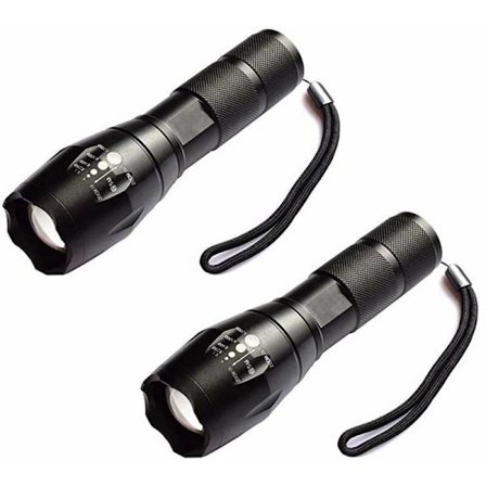 2 kraftfulla LED-ficklampor med 2 18650-batterier, taktisk ficklampa med USB-laddare