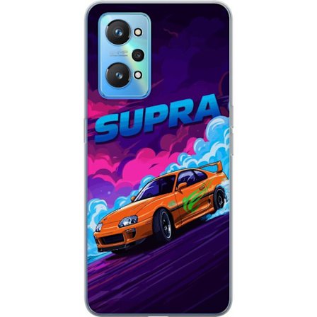 Kompatibelt Mobildeksel til Realme GT Neo2 Toyota Supra i drift med neonfarget røyk, fartfølelse og nattlig gatebilløpmiljø