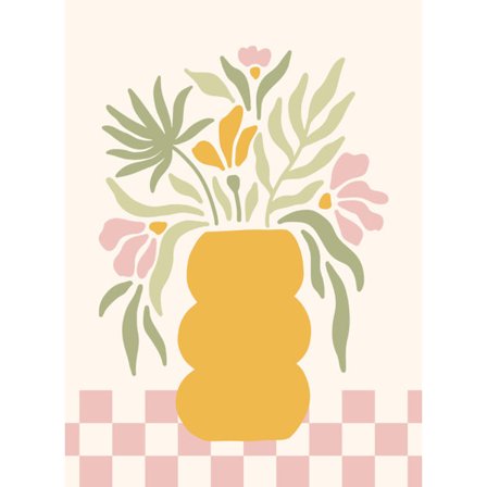 Blommig i Gul Vas 50×70 CM