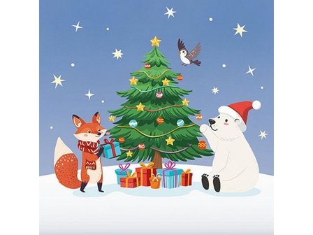 PAPSTAR Servett Christmas 3-lags 1/4 33x33cm 20/fp - Lyreco - Kök och servering - Servetter och dukar - Servett - 3-lagers