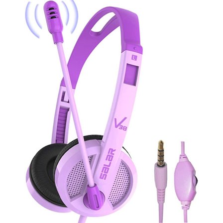 Barnens headset med mikrofon, trådbundet headset, barns lätta headset