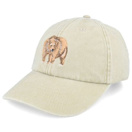 Wild Spirit - Beige unconstructed Keps - Grizzly Bear Embroidery Khaki Dad Cap @ Hatstore