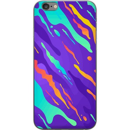 Yhteensopiva Puhelinkuori Apple iPhone 6 Plus Värikkääs abstrakti kuviointi, jossa nestemäisiä muotoja lila, turkoosi, keltainen ja oranssi.