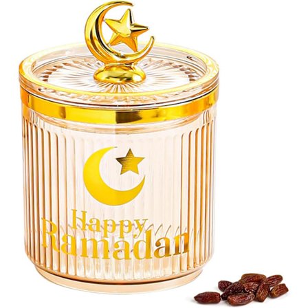 Ramadan slikskål med låg, Ramadan, dekoration, opbevaringskrukker, slikbeholdere, plastik, Eid Mubarak, snacks,
