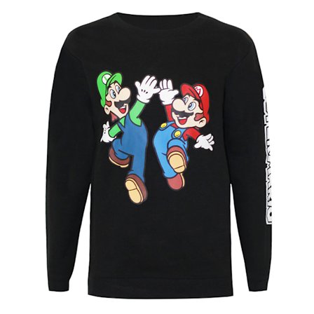 Super Mario Boys Luigi Sweatshirt 7-8 år Svart