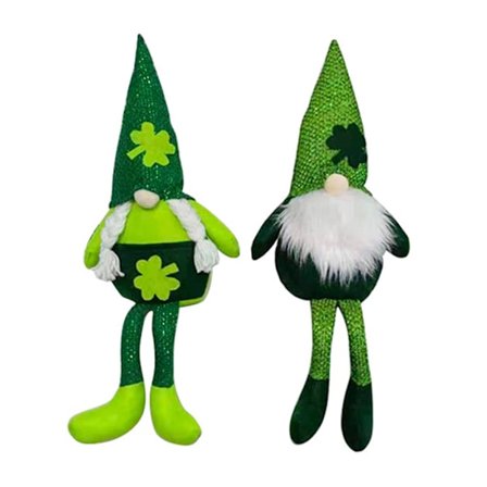 2-pack St. Patrick's Day Tomte Plyschdocka Grön Irländsk Leprechaun Handgjord Elf Dekorationer Skandinavisk Svensk Tomte