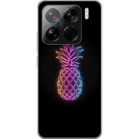 Yhteensopiva Puhelinkuori Xiaomi Xiaomi 15 Pro Neonkuvitus ananaksesta värikkäässä valossa mustaa taustaa vasten