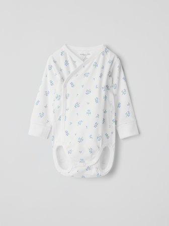 Polarn O. Pyret - Extendable wrapover body, floral - 44 - Childrenswear - white