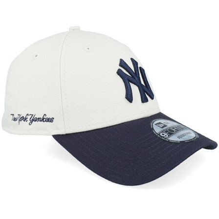New Era - MLB Beige adjustable Casquette - New York Yankees Side Script 9FORTY Ivory/Navy Adjustable @ Hatstore