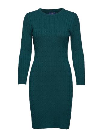 Stretch Cotton Cable Dress Knælang Kjole Grøn GANT