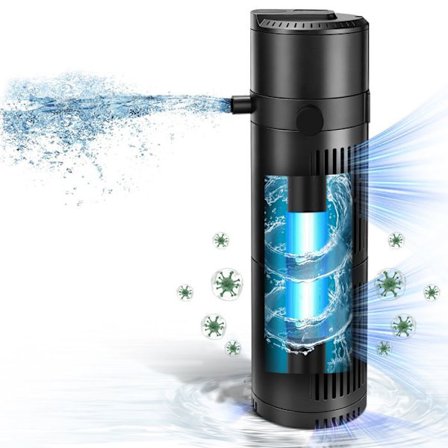 5-i-1 Filter og Pumpe til Akvarium, 12W 800 L/H 150-300L med UVC Pumpe Akvarium til Indvendig Filtrering, Oxygenering, Cirkulation