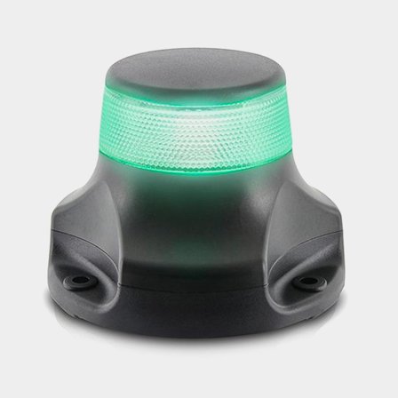 Lanterna de sinalização para montagem no topo Hella Naviled 360, 1.5 W, 12 - 24 V, 360°, plástico/grilamida preto, 68 x Ø90 mm, verde, para 