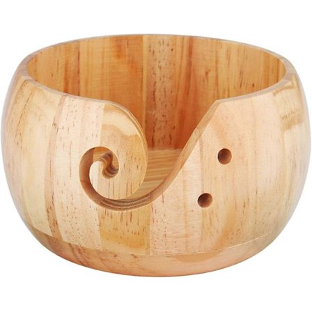 Garn Skål, Stor Træstrikkerskål, Store Garn Skåle til Hækling og Strikkeprojekter, Diameter 15 cm/6 tommer, Uden Låg, Strikkegave, Bambus