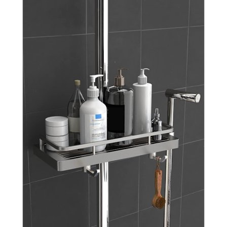 Dusjhylle uten boring, hengende dusjholder, dusjtilbehørsholder med to