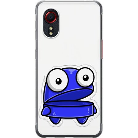 Yhteensopiva Puhelinkuori Samsung Samsung Galaxy Xcover 5 Sininen piirroselokuva hahmo, jolla on avoin ilme ja suuret silmät hauskaan kuvitukseen