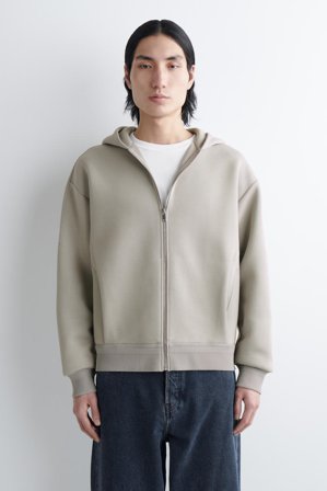 COS Cotton-Piqué Zip-Up Hoodie in Grey - Men