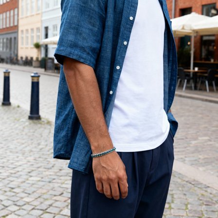 Pulseira em Aço Inoxidável e Nylon Turquesa para homens - Pulseiras em aço