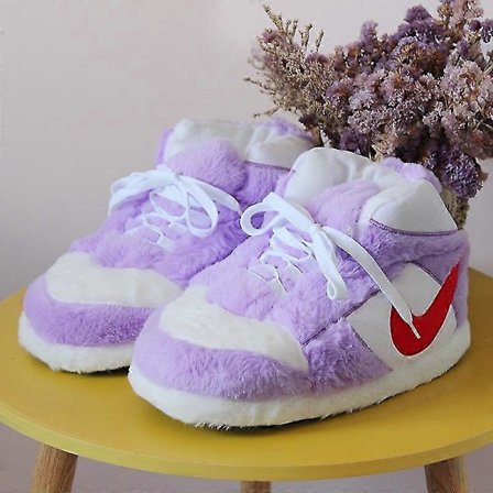 Hyggelige plys hjemmesko med sneakerdesign - Varme, bløde indendørs vinterstøvler [GPA]