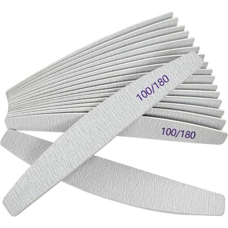 Neglefile (50-pak), 100/180 Grit Træ Emery Board Neglefil Dobbeltsidet Træ Emory Fingerneglefile til Naturlige Negle