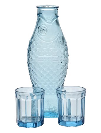 Serax Set Carafe + 2 Glasses M Blue Fish&Fish - Blue - 85 CL
