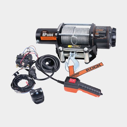 Sähköinen trailerivinssi Rock RP5000, 12V, 2268 kg + jarru + ohjain + vaijeri (Ø6.3 mm x 15 metriä)