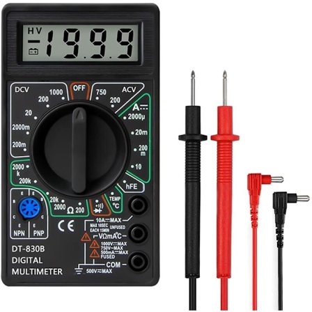 Multifunktionelt, bærbart multimeter til problemer med biler og apparater, digitalt multimeter med isolerede skridsikre testledninger og kompakt 