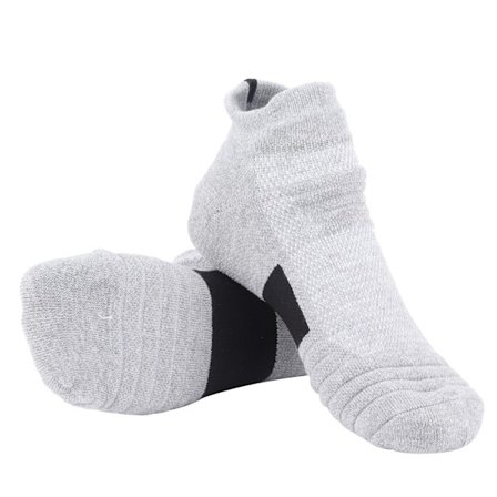 Kæmmet Bomuld Sports Basketball Åndbar Fortykket Løbe Stødabsorberende Sokker (GråSort)