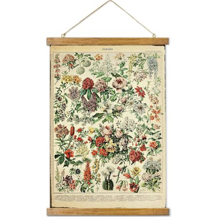 Vintage Villblomster Hengende Plakat, Retro Stil av Botaniske Veggkunsttrykk, Trykt på Lin med Trerammer - Liten Blomst