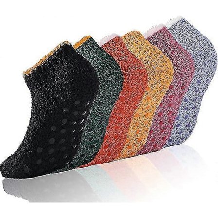 6 par skridsikre hospitalsstrømper til kvinder, bløde, fuzzy hjemmesko-strømper - q36/YY[D]